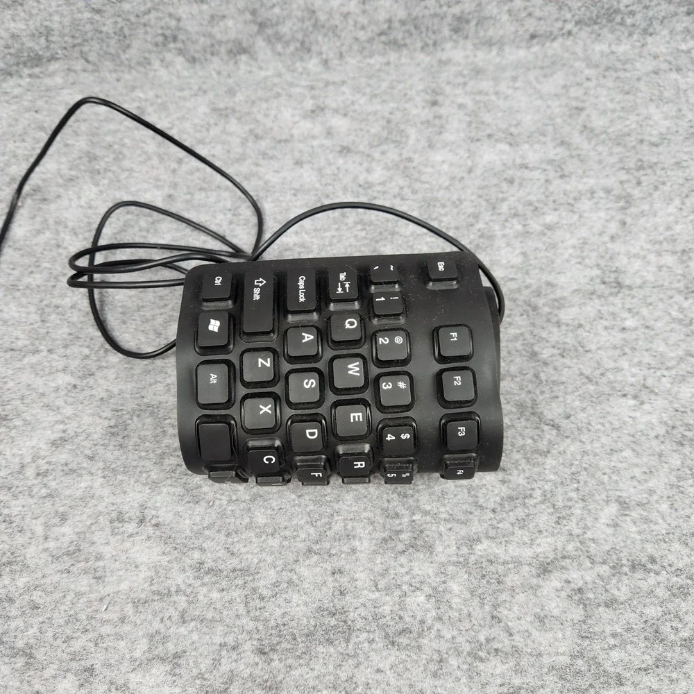 Flexible Roll Up Keyboard Black USB Wired Waterproof Portable Silent Slim TESTED